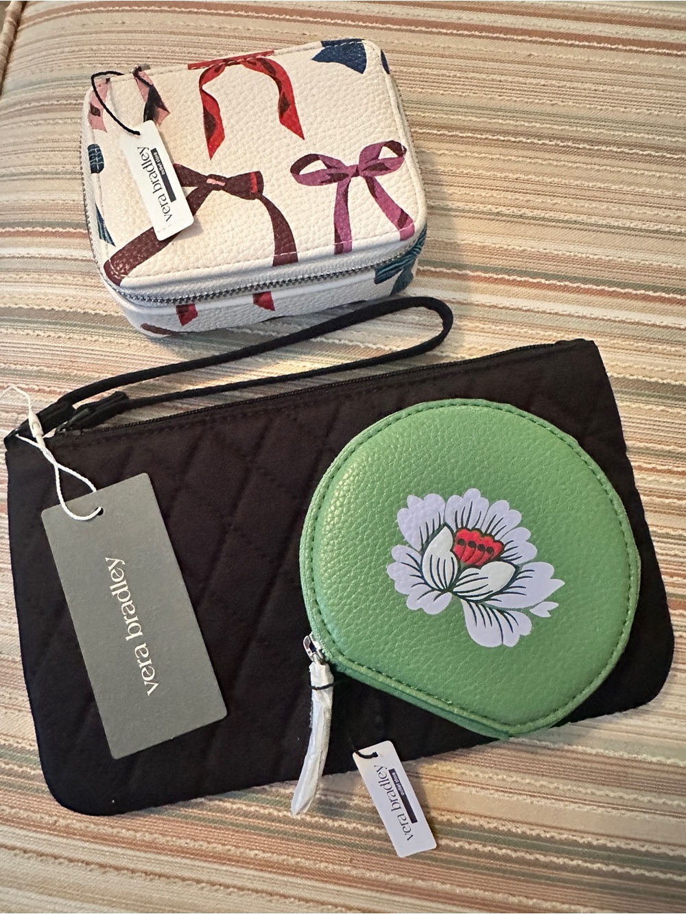 Vera Bradley Wristlet Zip Coin Purse Travel Pill Case Bundle Change 3 Piece NWT